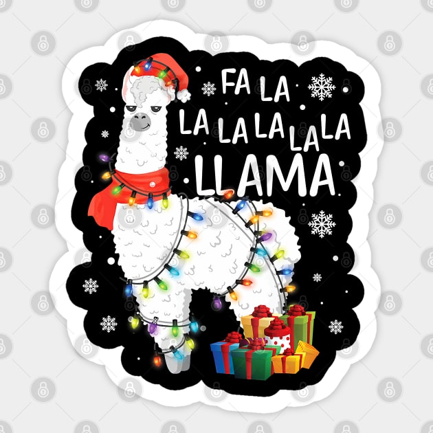 Awesome Fa La La Llama Merry Christmas Lllama Lover Christmas Pajamas Sticker by taluswink